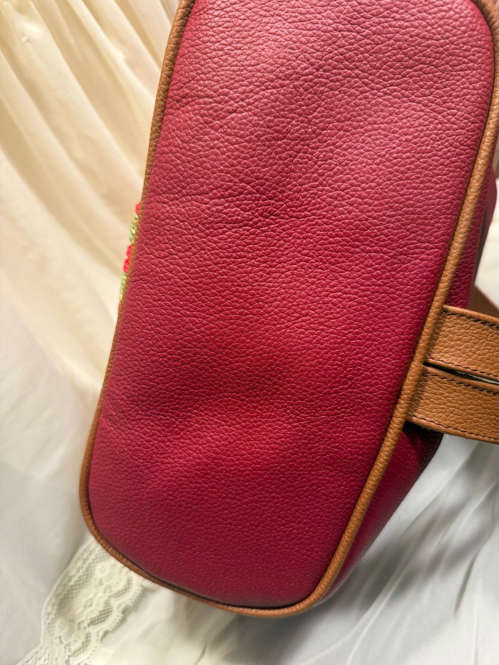 Cristina OROZCO Red Pebbled Leather Backpack Sling Festival Boho Quiet Luxury - Picture 10 of 10